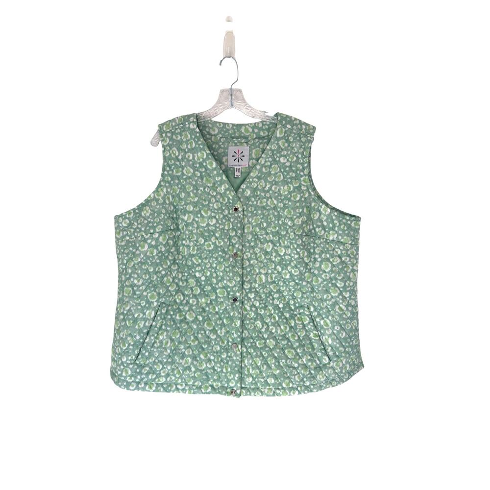 Isaac Mizrahi‎ Vest Plus Green White Outdoor Women's Fairy Groovy Gorp Size 2X